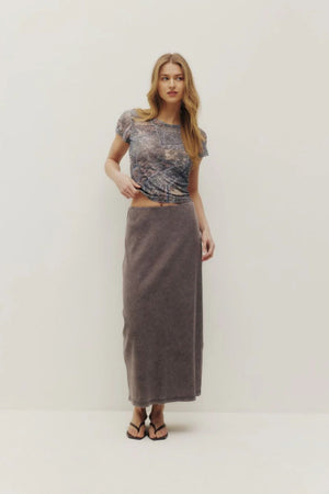 Kuwalla Pamerla Rib Skirt Washed Charcoal