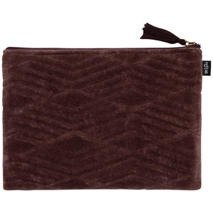 Danica Fig Quilted Velvet Flat Pouch