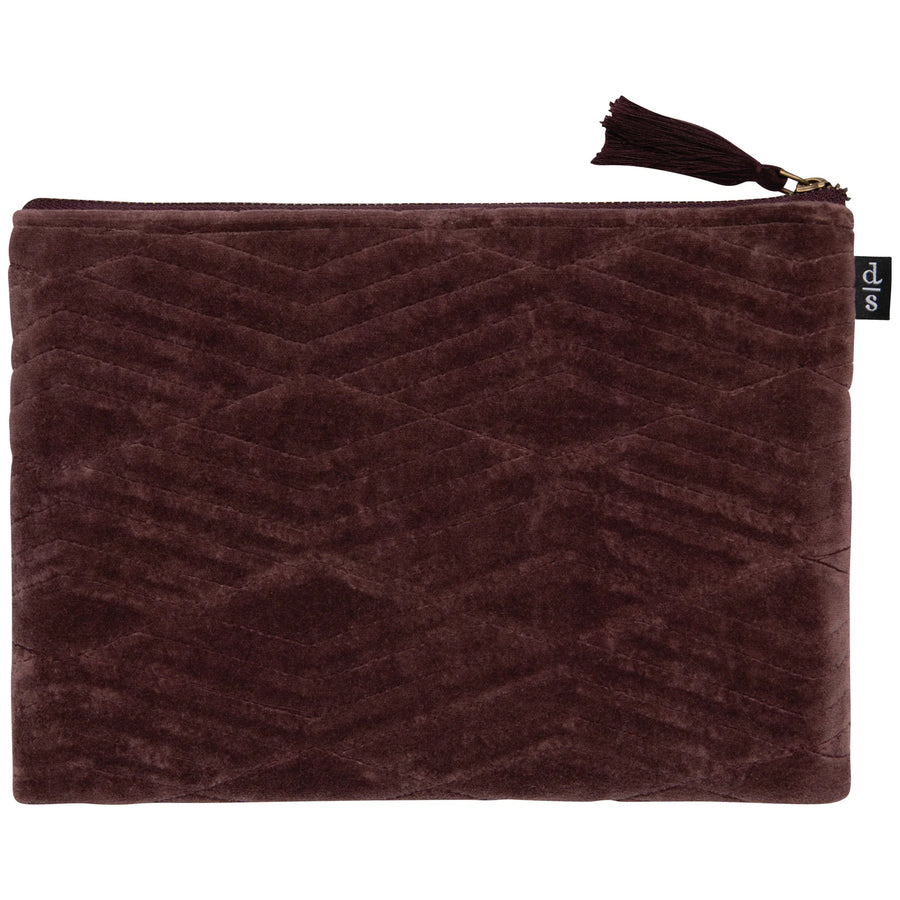 Danica Fig Quilted Velvet Flat Pouch
