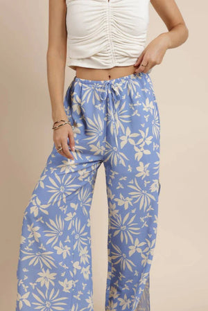 Sage the Label Flower Trail Beach Pant w/Slits Sky Cream
