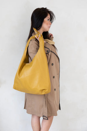 Risa Knot Tote Leather Mustard