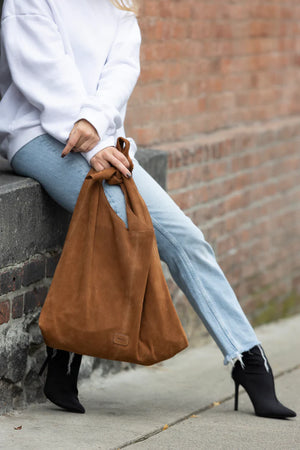 Risa Knot Tote Brown Suede