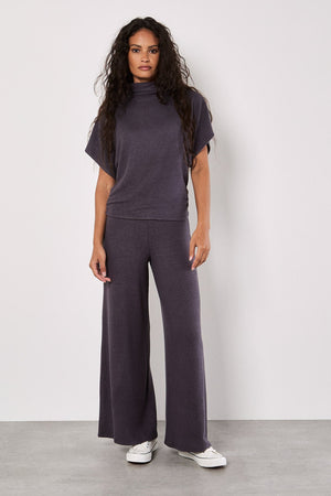 Apricot Soft Touch Ruched Top Dark Grey