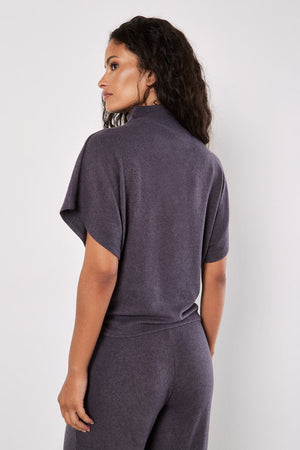 Apricot Soft Touch Ruched Top Dark Grey