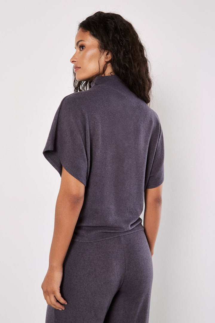 Apricot Soft Touch Ruched Top Dark Grey