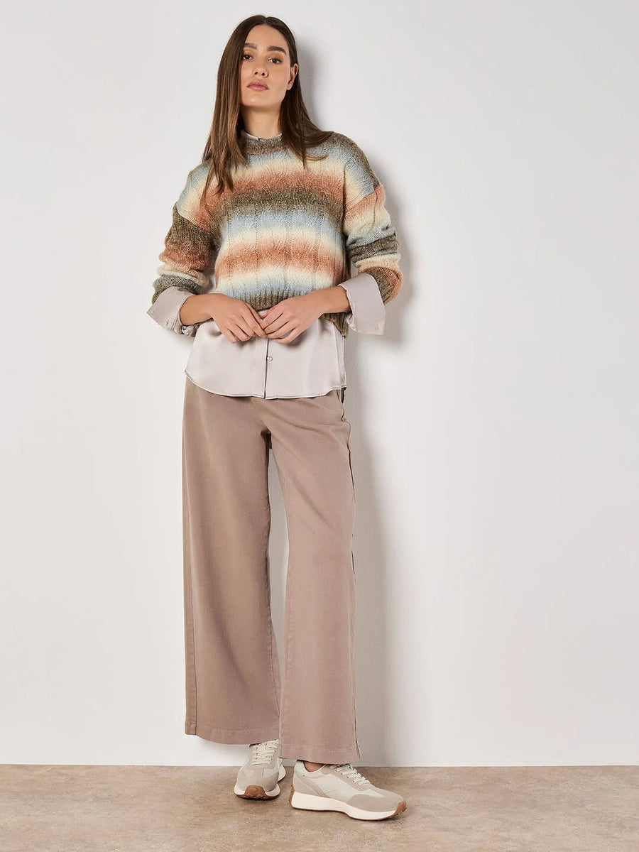 Apricot Cable Space Dye Boxy Sweater Coral