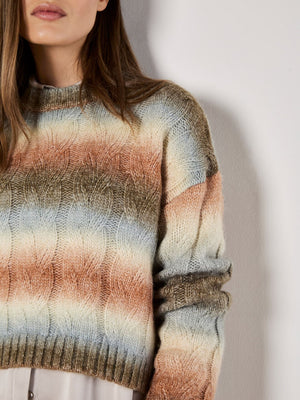 Apricot Cable Space Dye Boxy Sweater Coral