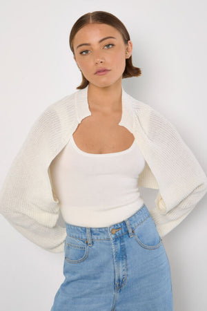 Apricot Batwing Cropped Cardigan White