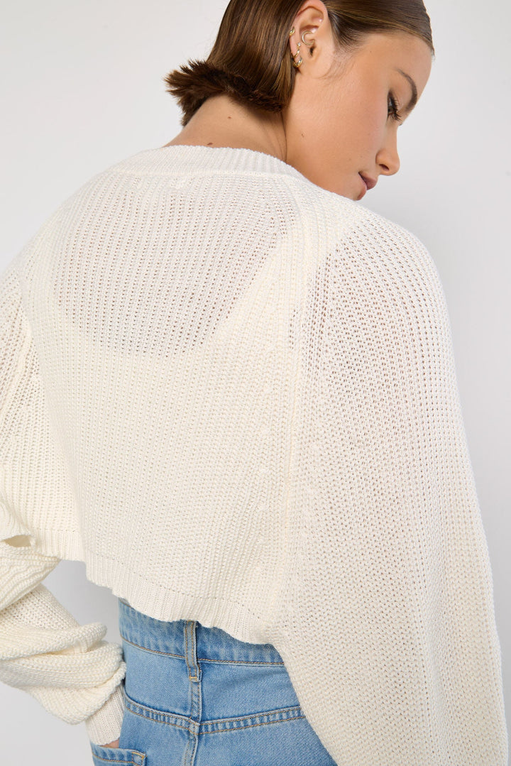 Apricot Batwing Cropped Cardigan White