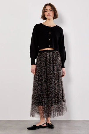 Apricot Leopard Tulle Skirt Brown
