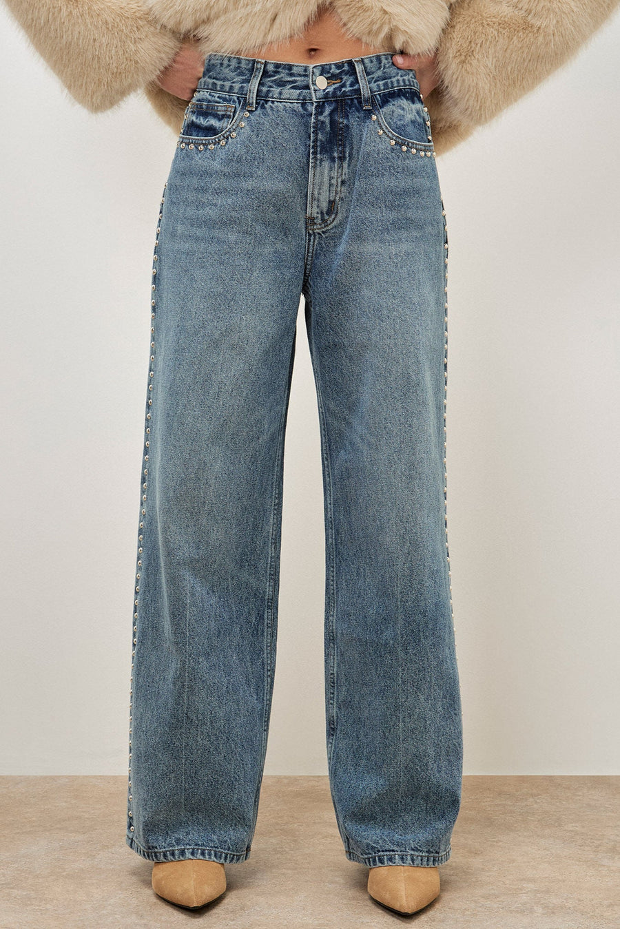 Apricot Stud Wide Leg Jean