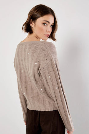 Apricot Embroidered Heat Pointelle Cardigan