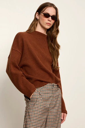 Sanctuary Ribbed Doleman Sweatshirt Burnt Cocoa