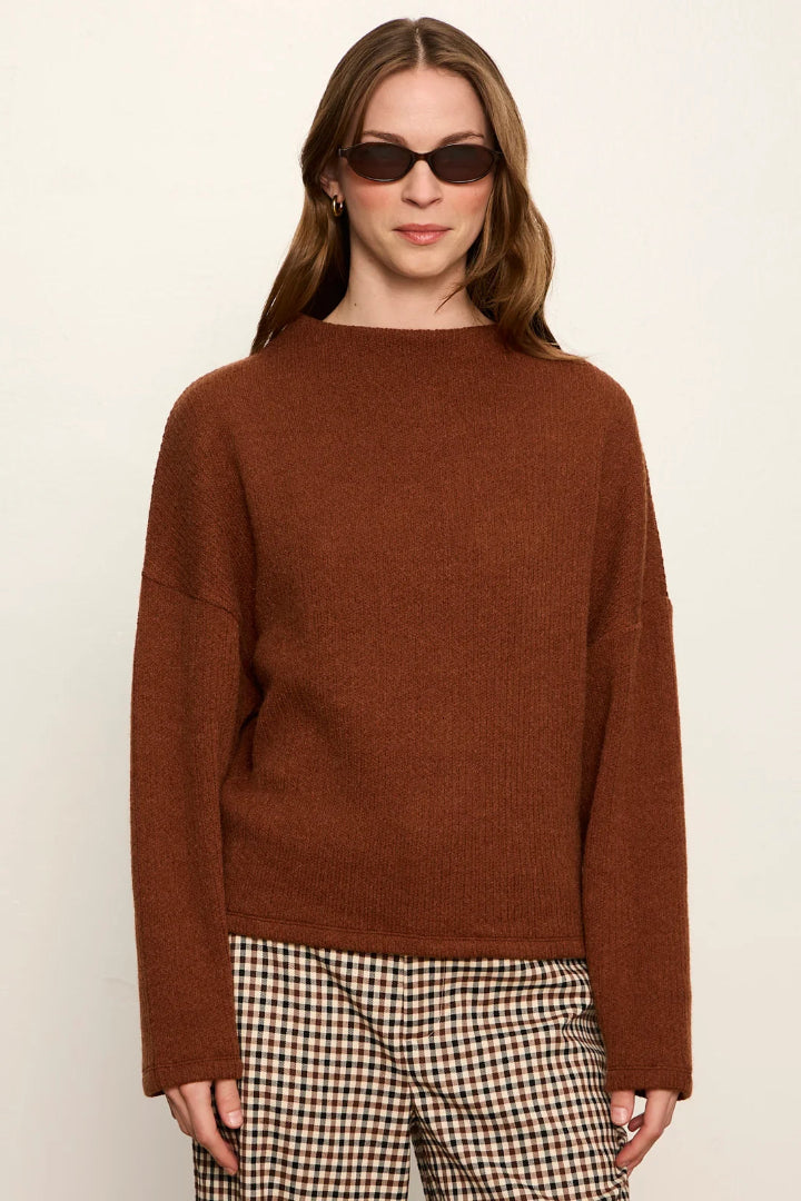 Sanctuary Ribbed Doleman Sweatshirt Burnt Cocoa