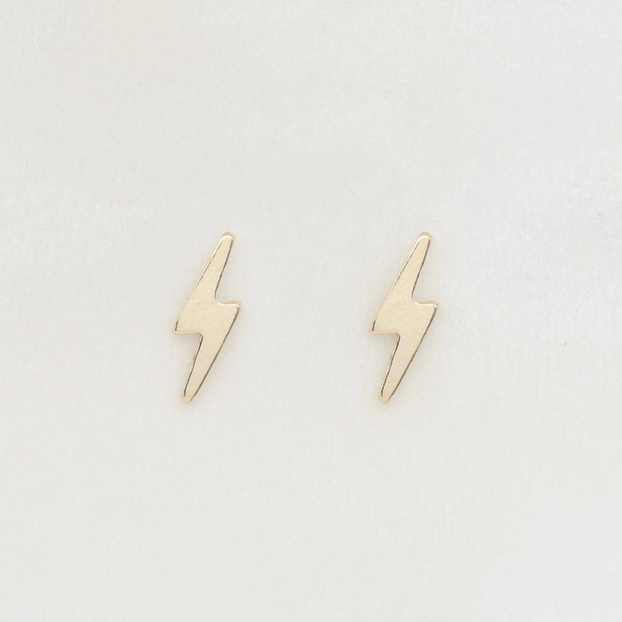 Petite Gold Lightning Bolt Studs