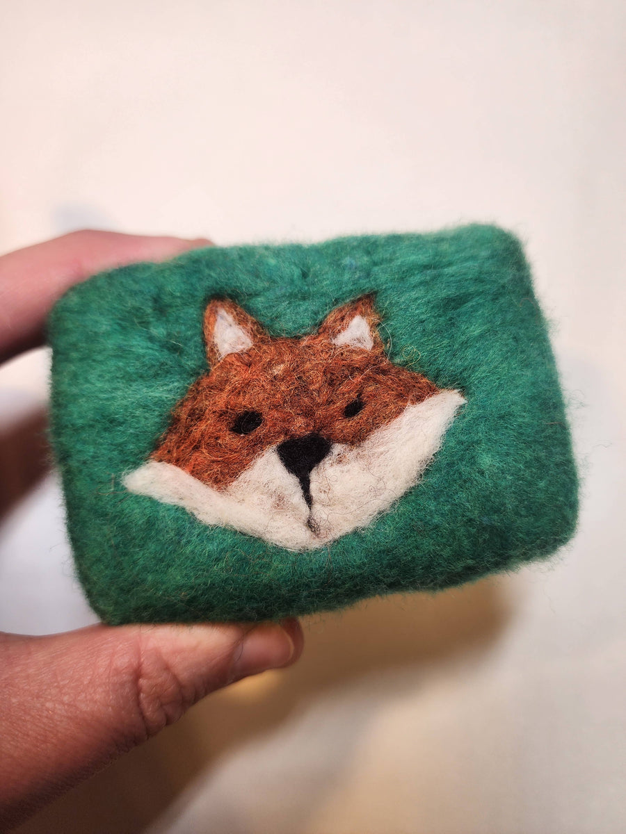 Felted soap bar, Handmade, Fox design