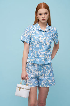 Astrid Sleeveless Woven Shirt Blue Toile