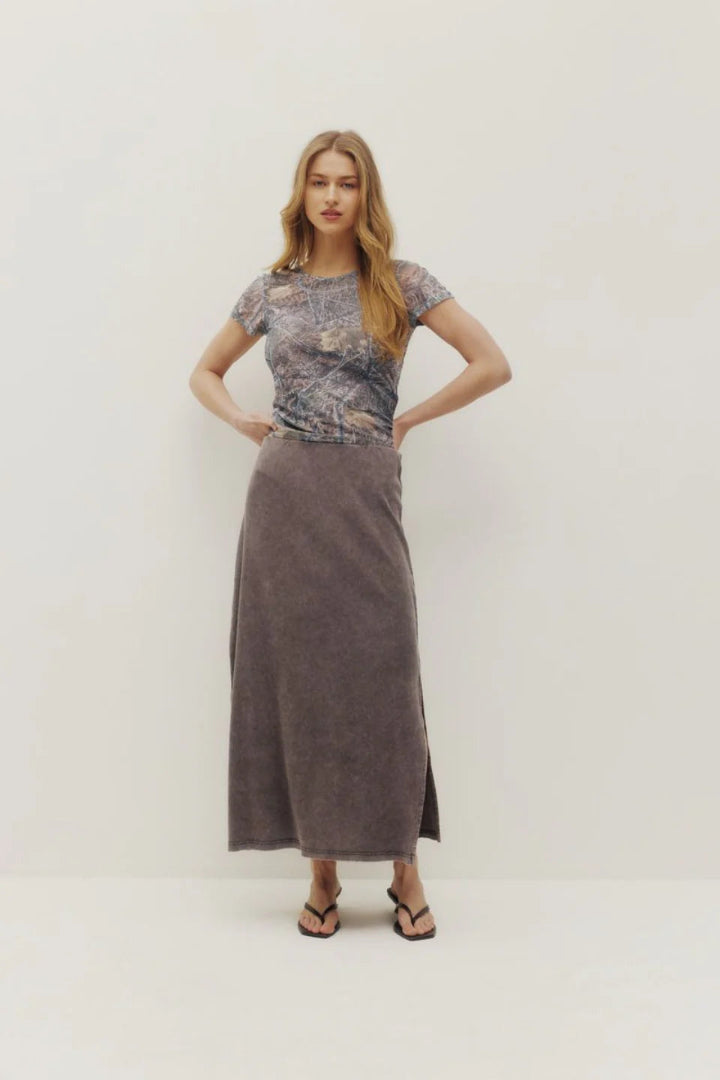 Kuwalla Pamerla Rib Skirt Washed Charcoal