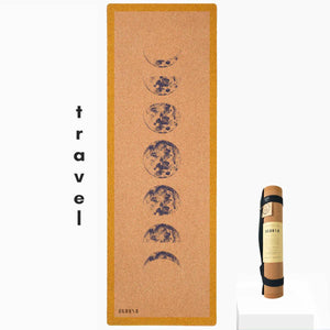 Scoria Travel Moon Phases Cork Yoga Mat by Scoria (2mm)