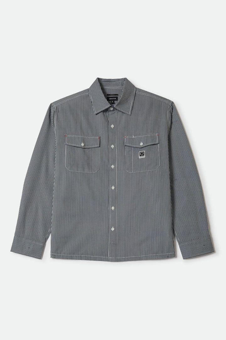 Brixton Journey L/S Woven Shirt Navy White Stripe