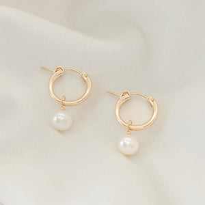 Petite Gold Pearl Hoops