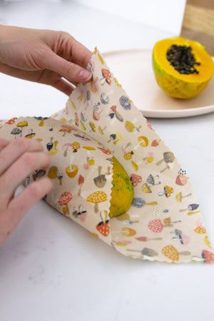 Goldilocks Reusable Beeswax Food Wraps: Mushrooms Single Medium