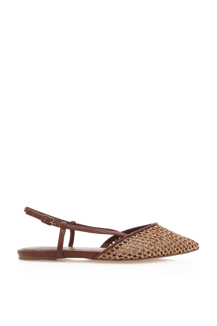 Billini Alison Flat Dark Tan Natural Raffia