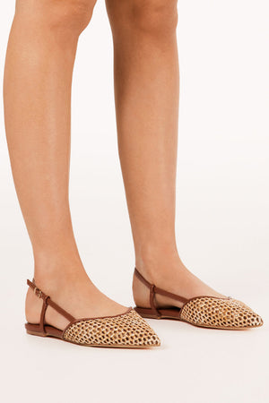 Billini Alison Flat Dark Tan Natural Raffia
