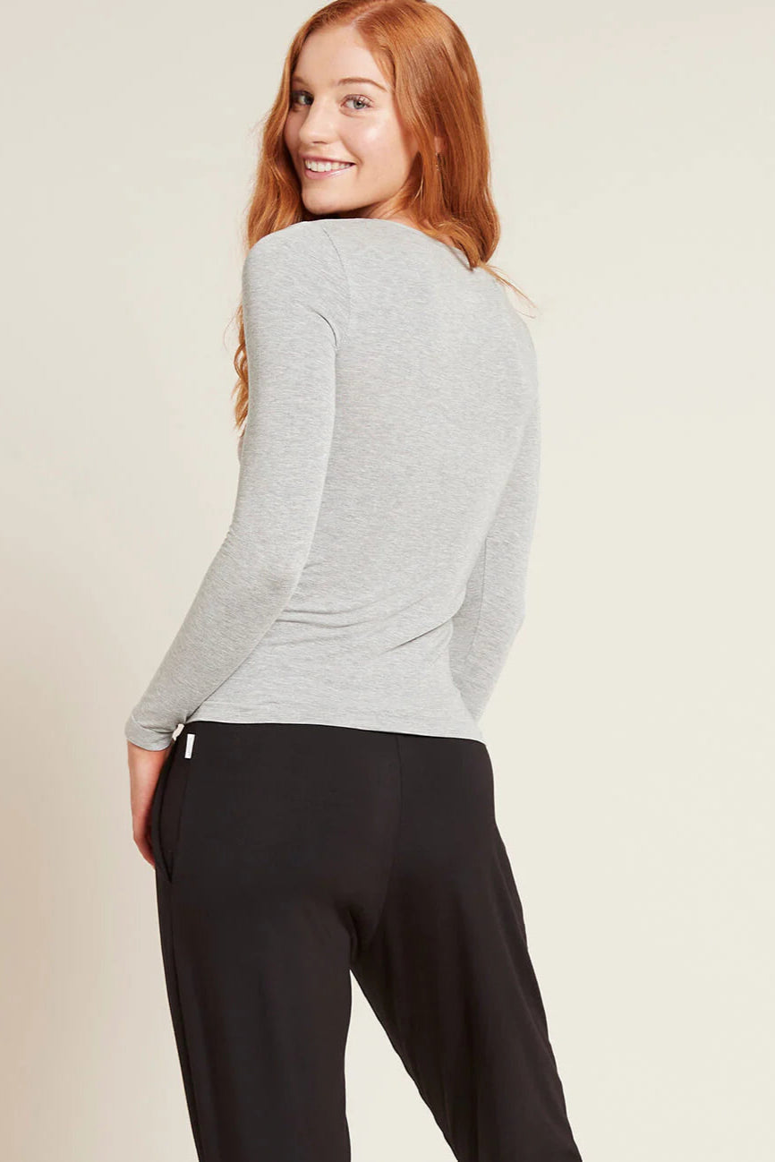 Boody Long Sleeve Top Light Grey Marl