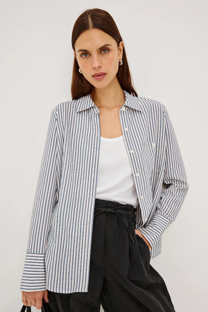 Rails Beck Shirt Ivory Steel Blue Stripe
