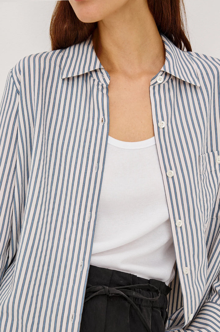 Rails Beck Shirt Ivory Steel Blue Stripe