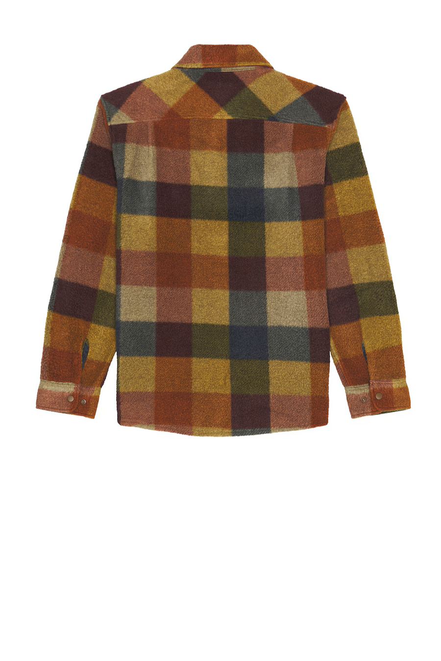 Brixton Bowery Long Sleeve Arctic Black Fleece - Rust/Copper Plaid