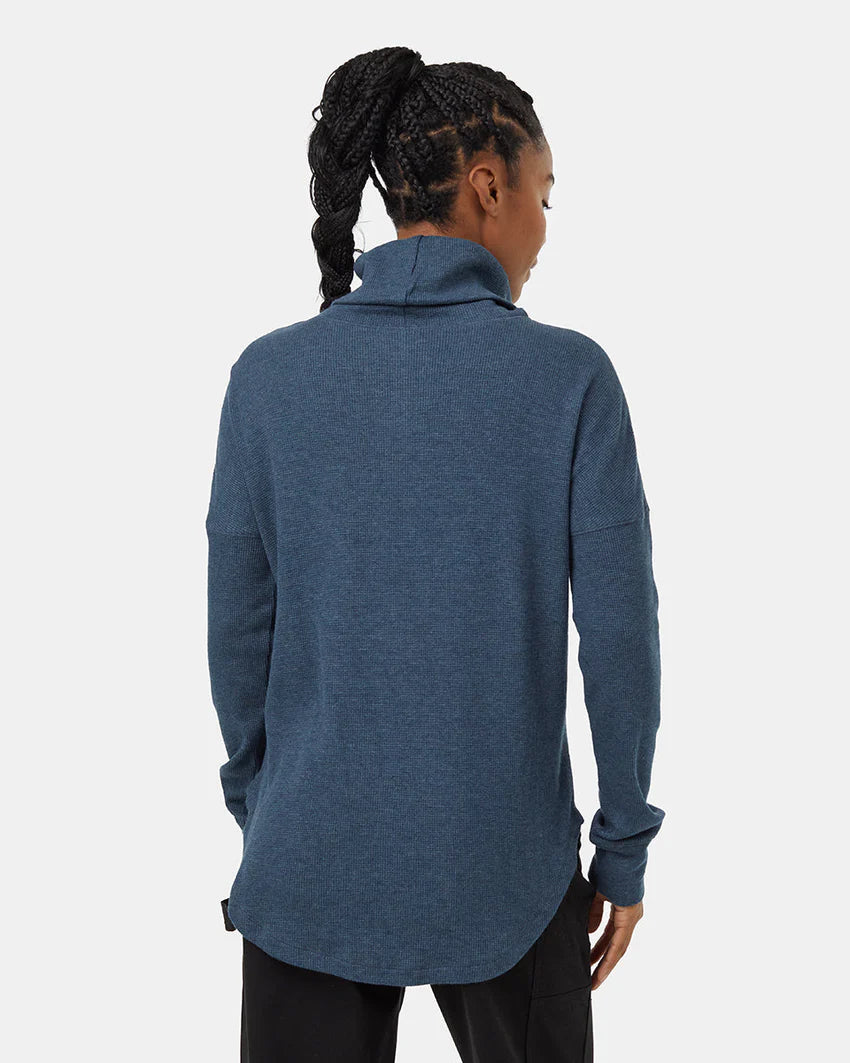 Tentree TreeWaffle Turtleneck Longsleeve Dark Blue Mirage Heather