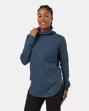 Tentree TreeWaffle Turtleneck Longsleeve Dark Blue Mirage Heather