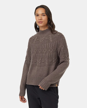 Tentree Highline Pom Mock Neck Sweater Dark Elmwood Heather