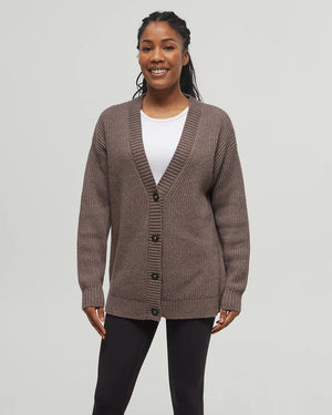 Tentree Highline Oversized Button Cardigan Dark Elm Heather