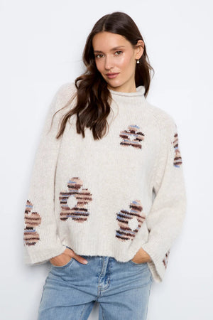 Charlie B High Neck Knit Sweater Heart Placement Lake Tahoe