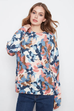 Charlie B Long Sleeve Drop Shoulder Printed Reversible Sweater Dream