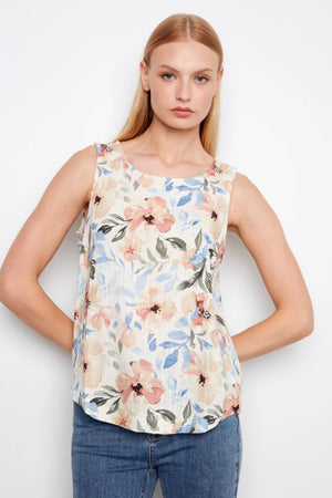 Charlie B Printed Sleeveless Linen Blouse Aurelia