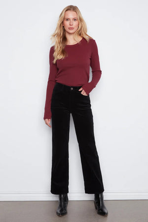 Charlie B Straight Leg Corduroy Pants Black