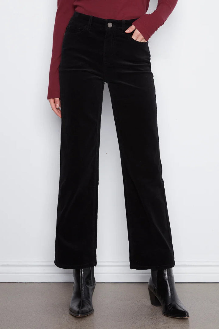 Charlie B Straight Leg Corduroy Pants Black