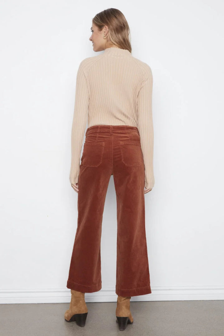 Charlie B Cropped Wide Leg Corduroy Pants W Patch Pockets Ginger
