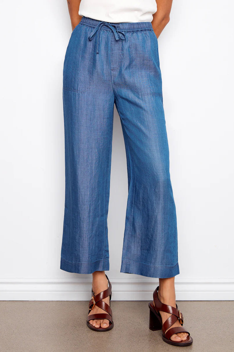 Charlie B Tencel Wide Leg Jogger Pants Medium Blue