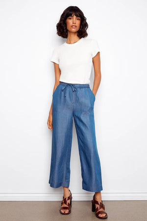 Charlie B Tencel Wide Leg Jogger Pants Medium Blue