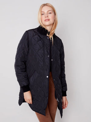 Charlie B Long Quilted Puffer Black