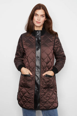 Charlie B Reversible Solid Jacquard Quilted Puffer