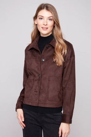 Charlie B Faux Suede Jacket Mocha