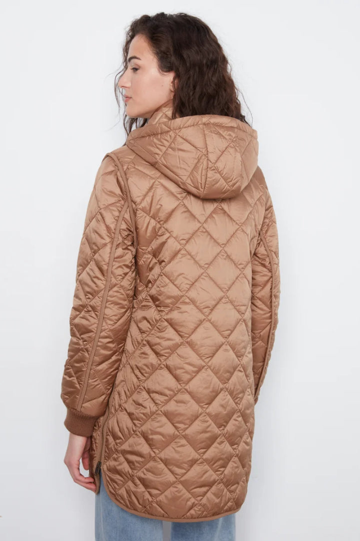 Charlie B Puffer Sweater Rib W Removeable Hood Truffle