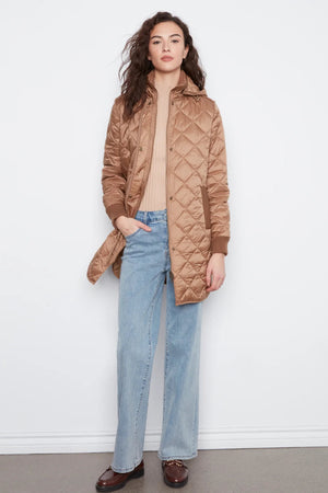 Charlie B Puffer Sweater Rib W Removeable Hood Truffle