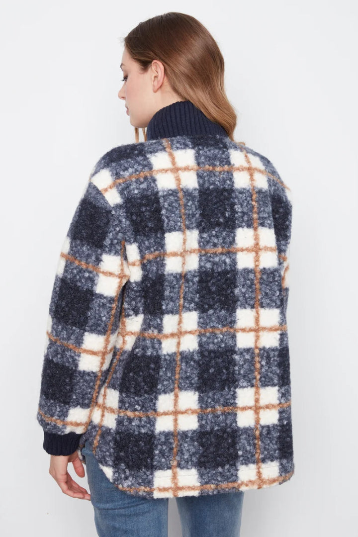 Charlie B Fuzzy Plaid Jacket Midnight